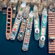 In this aerial view from a drone, five luxury cruise ships are seen being broken down for scrap metal at the Aliaga ship recycling port on October 02, 2020 in Izmir, Turkey.